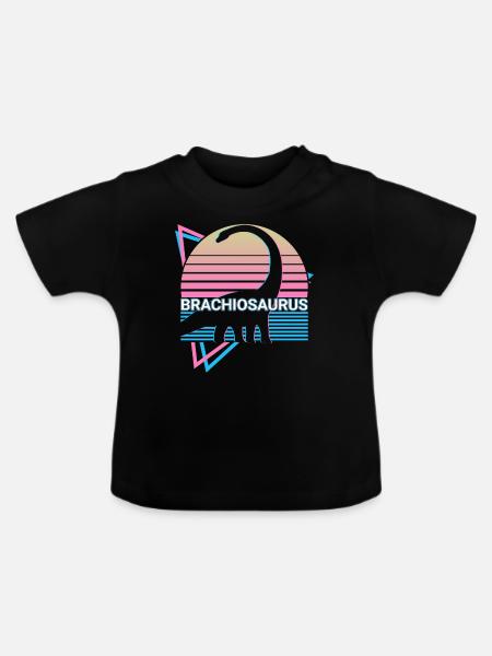 Brachiosaurus Dinosaurier Retro - Baby Bio-T-Shirt mit Rundhals - Schwarz