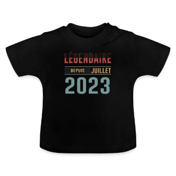 Légendaire Depuis Juillet 2023 Anniversaire Cadeau - T-shirt bio col rond Bébé - noir - Devant