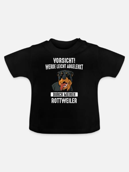 Rottweiler Hund - Baby Bio-T-Shirt mit Rundhals - Schwarz