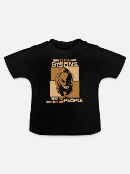 Bison Büffel Bulle Buffalo Bisons - Baby Bio-T-Shirt mit Rundhals - Schwarz