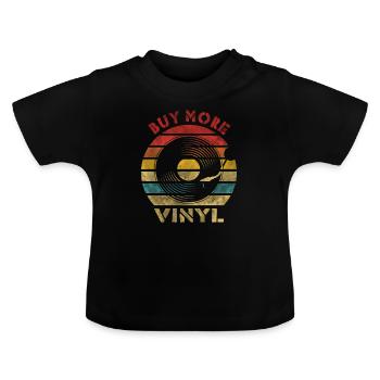 Buy more Vinyl Retro Vintage Music - Baby Organic T-Shirt with Round Neck - black - Front