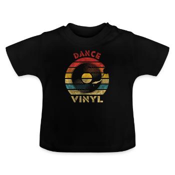 Dance Vinyl Retro Vintage Muziek - Baby biologisch T-shirt met ronde hals - zwart - Voor