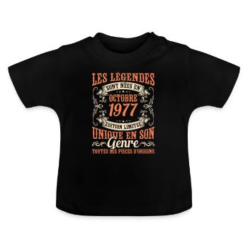 Les Légendes Sont Nées En Octobre 1977 Cadeau - T-shirt bio col rond Bébé - noir - Devant
