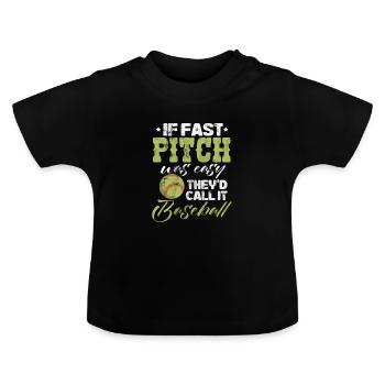 Softball - Baby Organic T-Shirt with Round Neck - black - Front