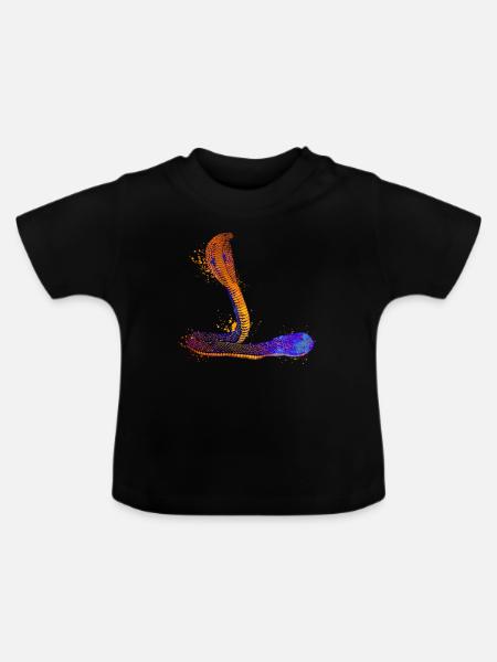 Farbenfrohe Kobra - Baby Bio-T-Shirt mit Rundhals - Schwarz