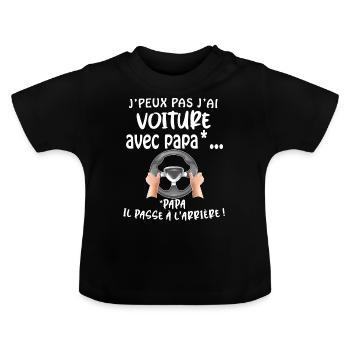 9 - tshirt bebe voiture papa 8.png - T-shirt bio col rond Bébé - noir - Devant