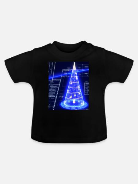 Weihnachten Weihnachtsbaum Schematic Blaupause - Baby Bio-T-Shirt mit Rundhals - Schwarz