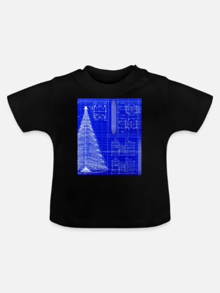 Weihnachten Weihnachtsbaum Schematic Blaupause - Baby Bio-T-Shirt mit Rundhals - Schwarz