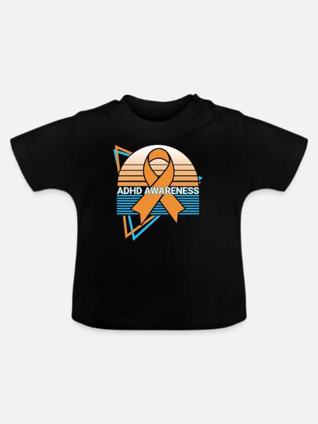 Adhd Awareness Retro - Baby Bio-T-Shirt mit Rundhals - Schwarz