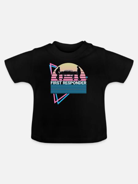 Ersthelfer Retro - Baby Bio-T-Shirt mit Rundhals - Schwarz
