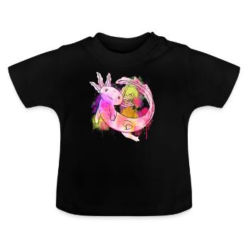 Art Academia Aesthetic Axolotl Watercolor - Baby Organic T-Shirt with Round Neck - black - Front