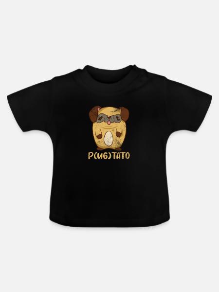Mops - Baby Bio-T-Shirt mit Rundhals - Schwarz