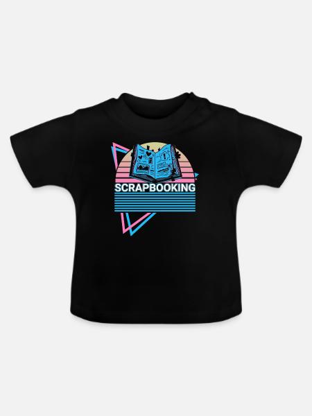 Scrapbooking Einklebebuch Retro - Baby Bio-T-Shirt mit Rundhals - Schwarz