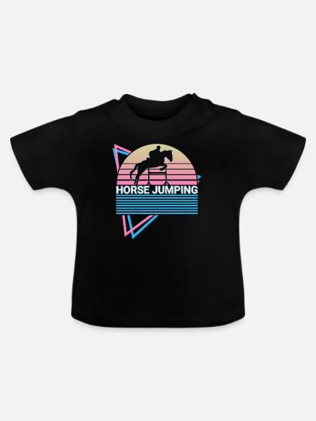 Pferdespringen Retro - Baby Bio-T-Shirt mit Rundhals - Schwarz