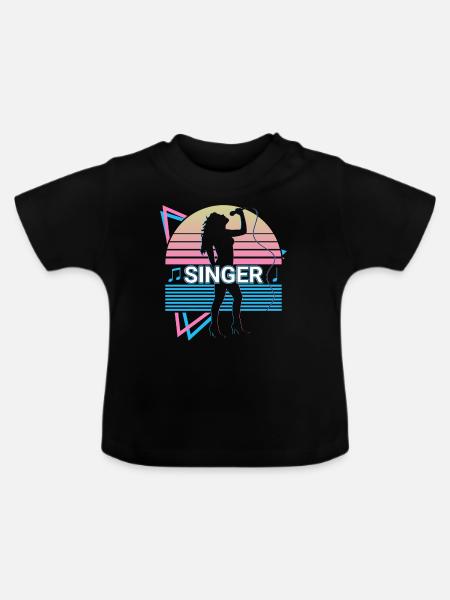 Sängerin Gesang Retro - Baby Bio-T-Shirt mit Rundhals - Schwarz