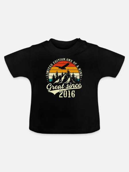 Einzigartig seit 2016 - Baby Bio-T-Shirt mit Rundhals - Schwarz