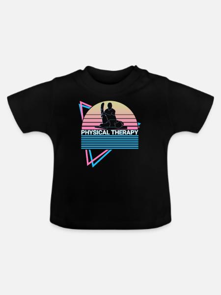 Physiotherapie Retro - Baby Bio-T-Shirt mit Rundhals - Schwarz