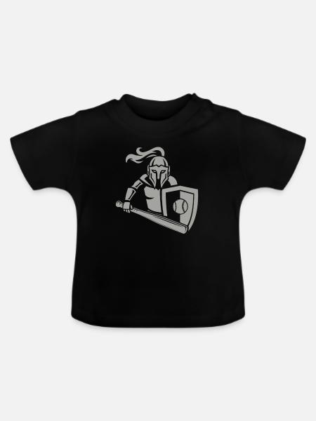 Mittelalterlicher Ritter Baseball - Baby Bio-T-Shirt mit Rundhals - Schwarz