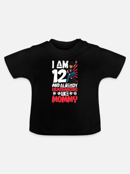 Ich bin 12 - Jungen Rocker - Baby Bio-T-Shirt mit Rundhals - Schwarz