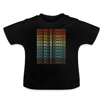Jungen werden Feministen Liberaler Feminist - Baby Bio-T-Shirt mit Rundhals - Schwarz - Vorne