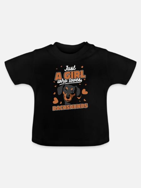 Dackel Hund - Baby Bio-T-Shirt mit Rundhals - Schwarz
