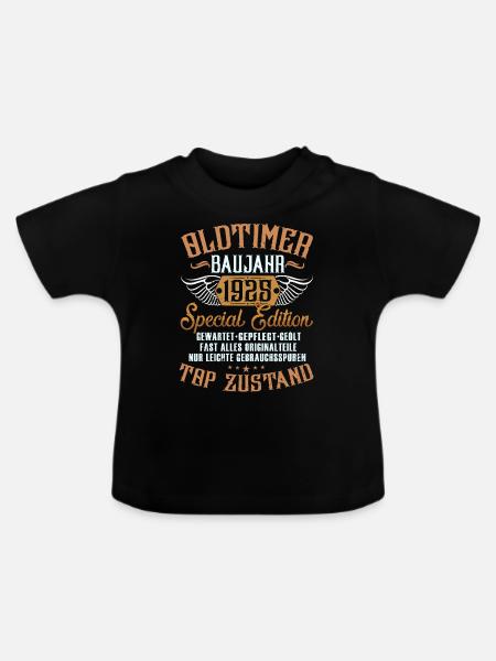 Oldtimer Baujahr 1925 - Baby Bio-T-Shirt mit Rundhals - Schwarz