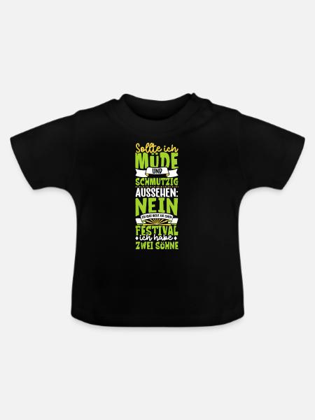 Müde und schmutzig - zwei Söhne - Baby Bio-T-Shirt mit Rundhals - Schwarz