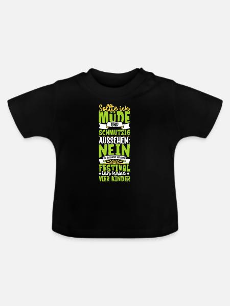Müde und schmutzig - vier Kinder - Baby Bio-T-Shirt mit Rundhals - Schwarz