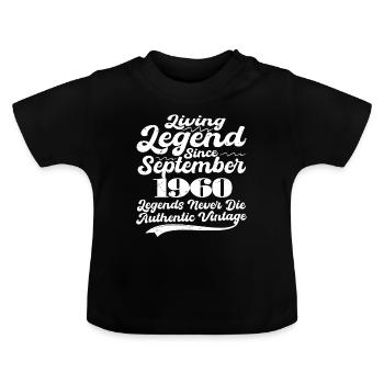 Es war einmal eine Legende. oktober 1960 Geburts - Baby Bio-T-Shirt mit Rundhals - Schwarz - Vorne