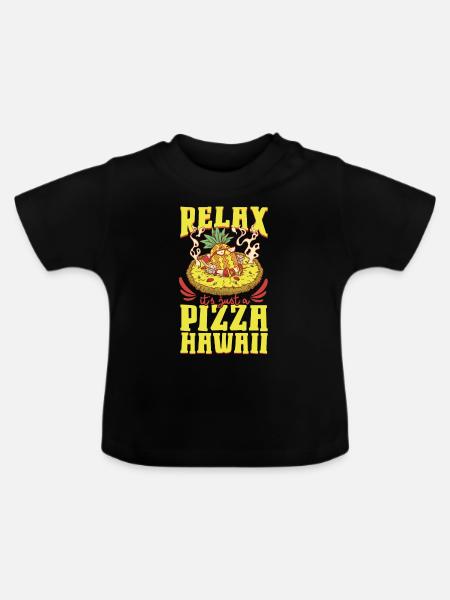 Pizza Hawaii - Ananas Pizza - Baby Bio-T-Shirt mit Rundhals - Schwarz