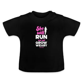 Run - Baby Organic T-Shirt with Round Neck - black - Front
