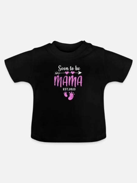Schwangerschaft - Baby Bio-T-Shirt mit Rundhals - Schwarz