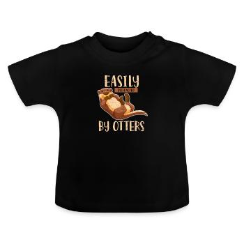 Loutre - T-shirt bio col rond Bébé - noir - Devant