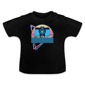 Caméra Photographie Photographe Rétro - T-shirt bio col rond Bébé - noir - Devant
