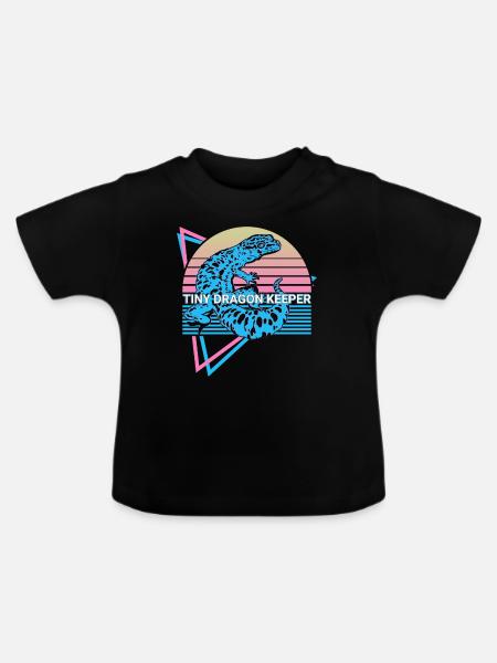 Leopard Gecko Retro - Baby Bio-T-Shirt mit Rundhals - Schwarz