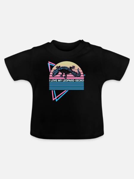 Leopard Gecko Retro - Baby Bio-T-Shirt mit Rundhals - Schwarz
