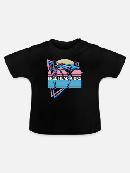 Muay Thai Kickboxen Retro - Baby Bio-T-Shirt mit Rundhals - Schwarz
