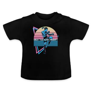 Muay Thai Kickboxen Retro - Baby Bio-T-Shirt mit Rundhals - Schwarz - Vorne