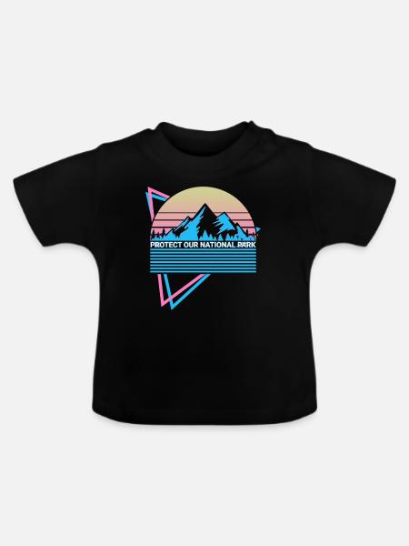 National Park Retro - Baby Bio-T-Shirt mit Rundhals - Schwarz