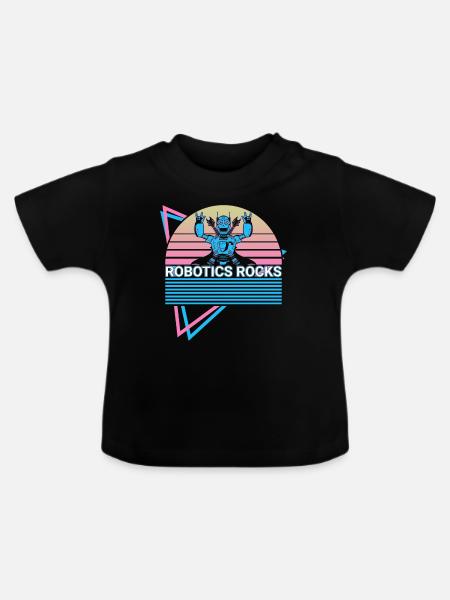 Retro-Roboter - Baby Bio-T-Shirt mit Rundhals - Schwarz