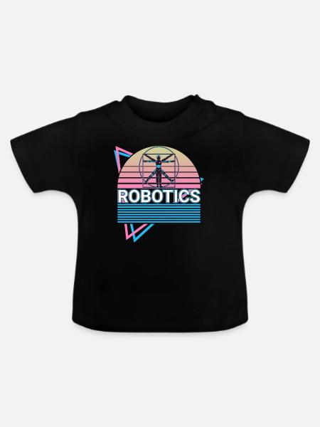 Retro-Roboter - Baby Bio-T-Shirt mit Rundhals - Schwarz