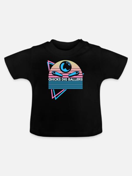 Flipperautomat Retro - Baby Bio-T-Shirt mit Rundhals - Schwarz