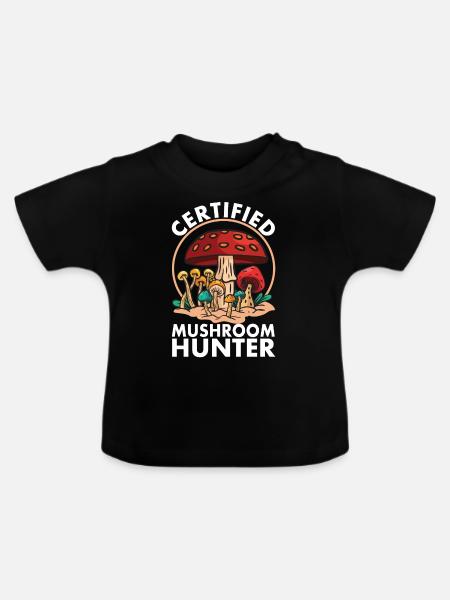 Pilzjagd - Baby Bio-T-Shirt mit Rundhals - Schwarz