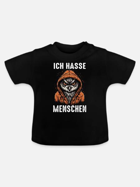 Nachteule Eule Eulen Vogel - Baby Bio-T-Shirt mit Rundhals - Schwarz