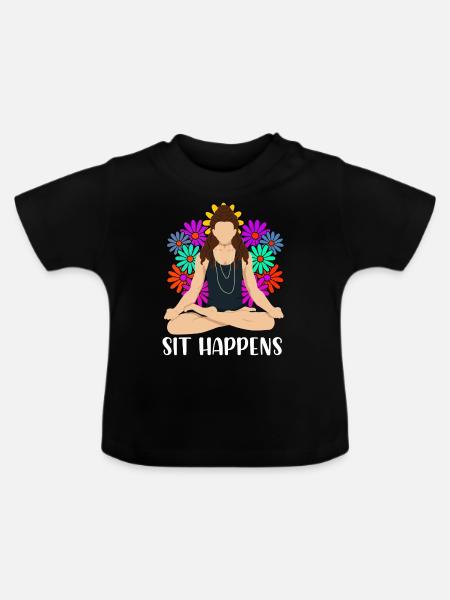 Meditation Meditieren - Baby Bio-T-Shirt mit Rundhals - Schwarz