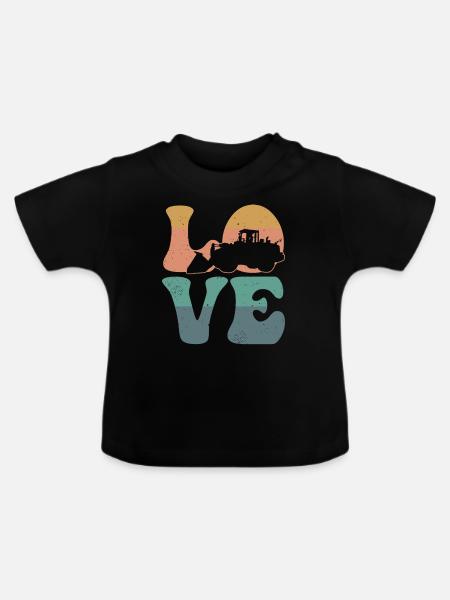 Bulldozer LKW Baufahrzeug - Baby Bio-T-Shirt mit Rundhals - Schwarz