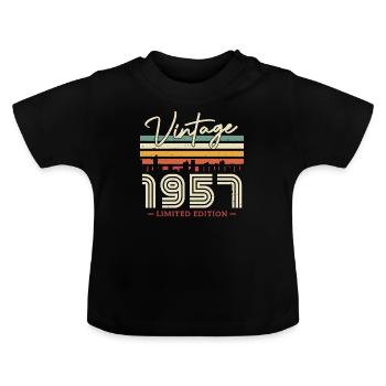 Vintage Birthday Gift 1957, 66/67 Years - Baby Organic T-Shirt with Round Neck - black - Front