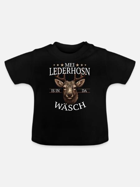 Hirsch Trachtenshirt Geweih Hirsche - Baby Bio-T-Shirt mit Rundhals - Schwarz
