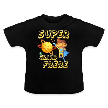Super Grand Frere Courageux Super héros - T-shirt bio col rond Bébé - noir - Devant