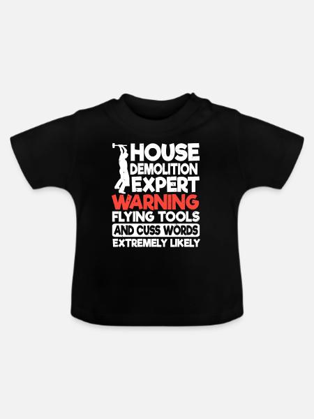 Lustiger Abriss - Baby Bio-T-Shirt mit Rundhals - Schwarz